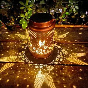 Hummingbird Solar Lantern Lights Outdoor Hanging,Metal Decor Lanterns-Waterproof